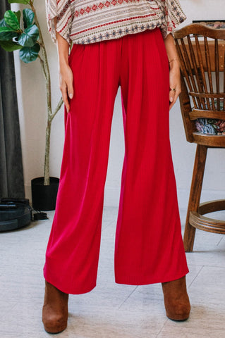 Ribbed Red Pants