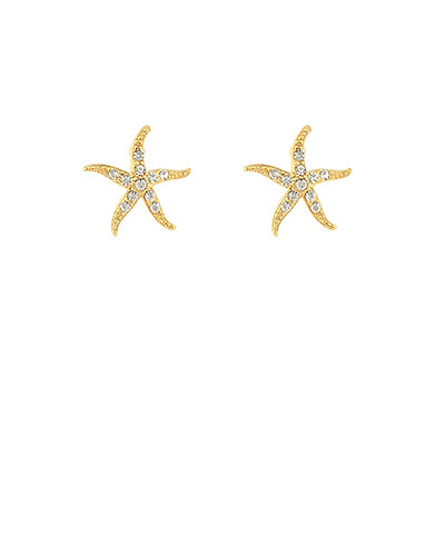Pave Starfish Shaped Earrings