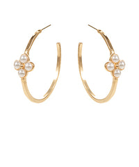 Clover and Pearl Accent Metal Hoops
