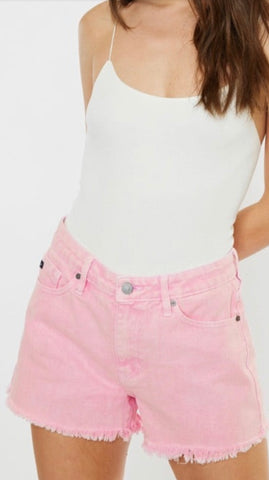Ashton Denim Shorts-Pink
