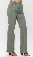 Judy Blue Front Seam Olive Jeans
