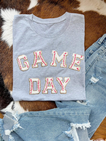 Game Day Baseball Lettering Applique T-Shirts