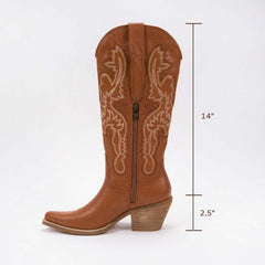 NATALIE WESTERN COWBOY EMBROIDERED BOOTS