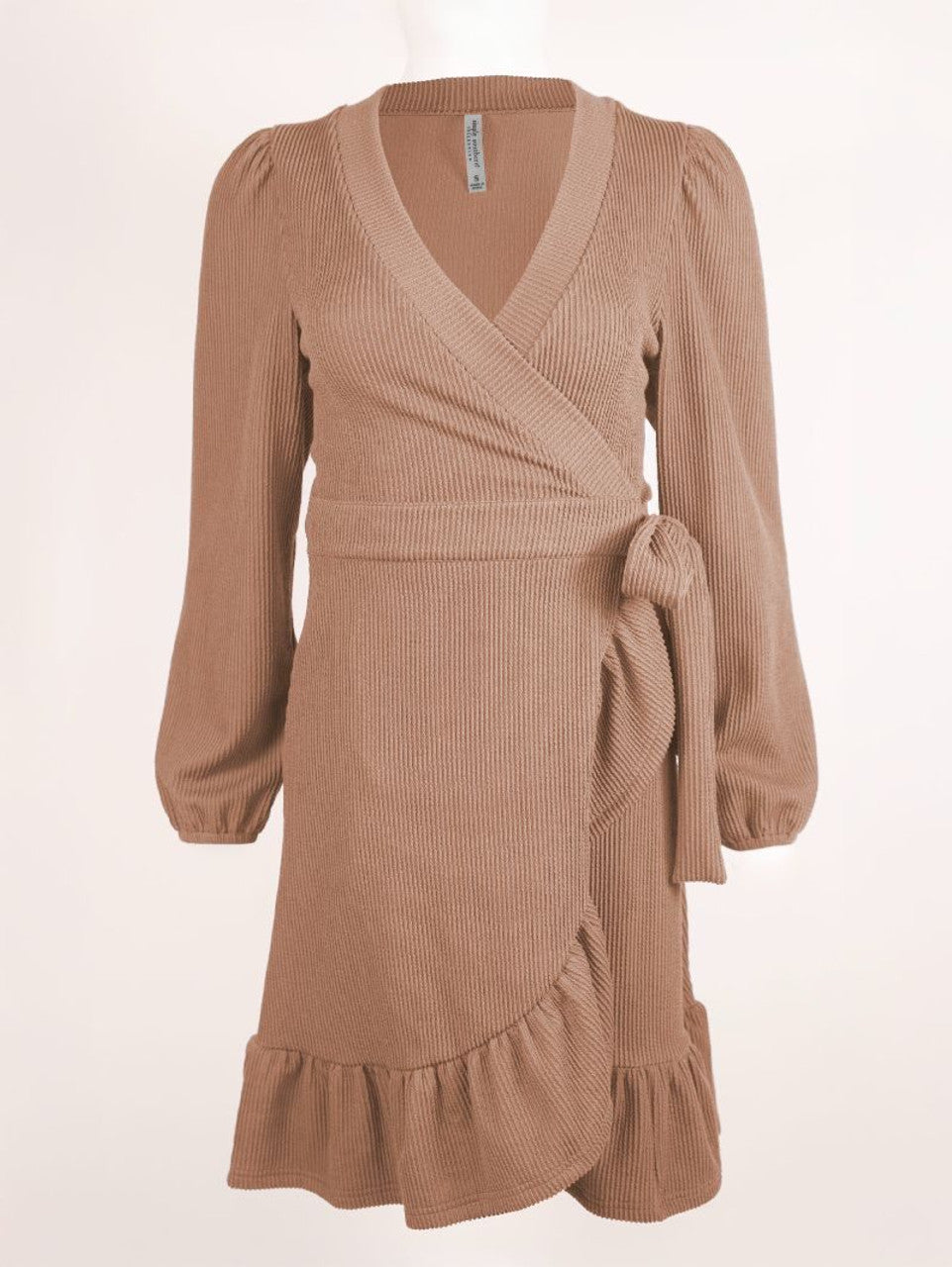 rib wrap dress Womens Cashmere Wrap Dress Ribbed Knit Long Sleeve V Neck Midi Dresses