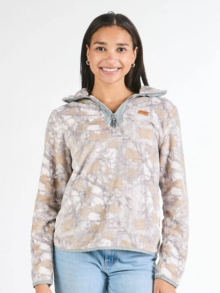 Simply Southern Quarter Zip Camo White Pullover Sweater Jacket
