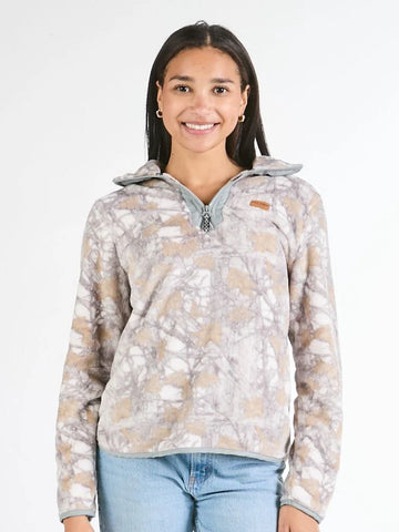 Simply Southern Quarter Zip Camo White Pullover Sweater Jacket