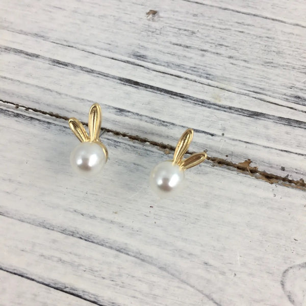 Tiny Pearl Bunny Earrings