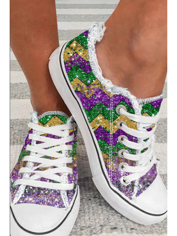 Mardi Gras Faux Glitter Sneakers