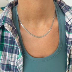 Nikki Smith Silver Herringbone Necklace-3mm