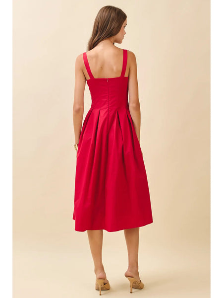 Poppy Red Midi Dress