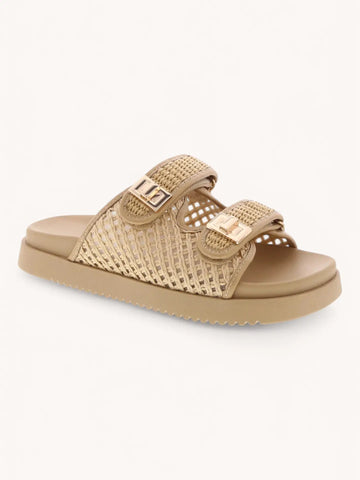 Becca Raffia Double Strap Sandals