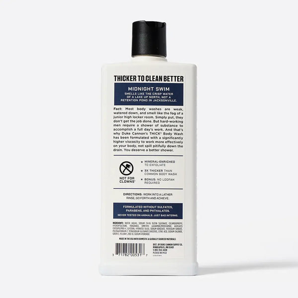 Duke Cannon Thick Body Wash Midnight Swim 18oz