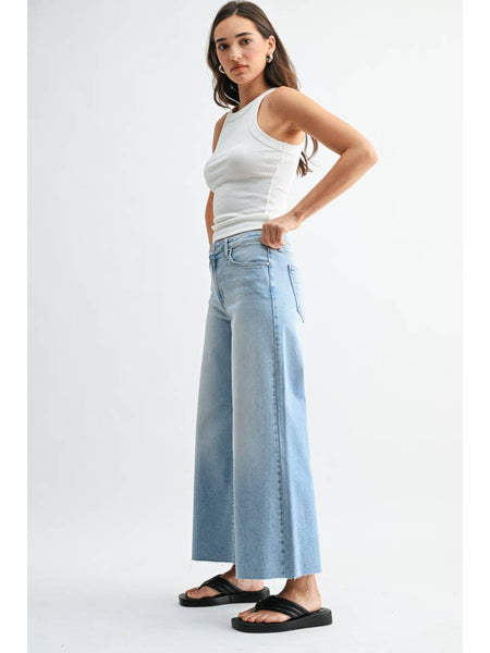 Just Black Wide Leg Flare Crop Jeans