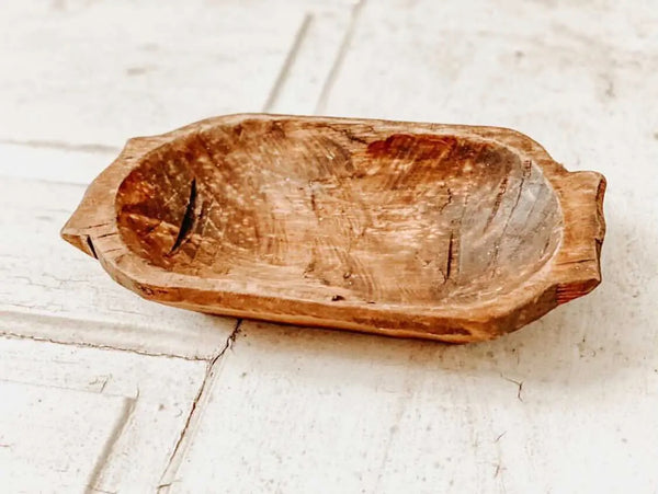 Large Carved Wood Dough Bowl with Handles