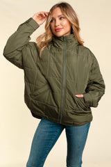 Olive Quilted Puffer Jacket