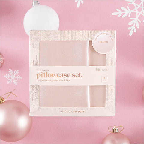 Kitsch Satin Holiday Pillowcases 2 pc Set - Blush