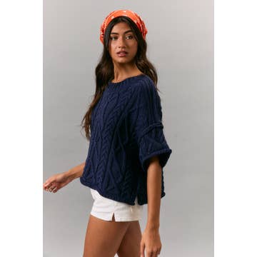 Navy Baby Cable Sweater