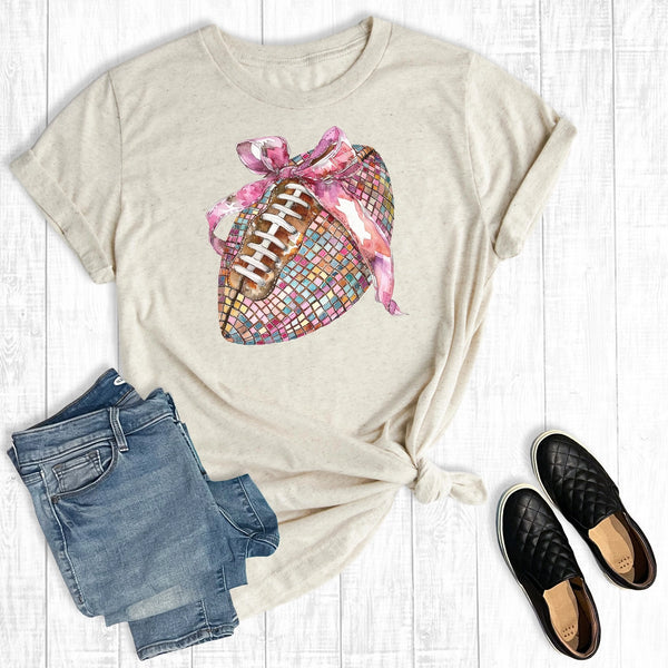Disco Football Coquette Bow T-Shirt and Sweatshirt