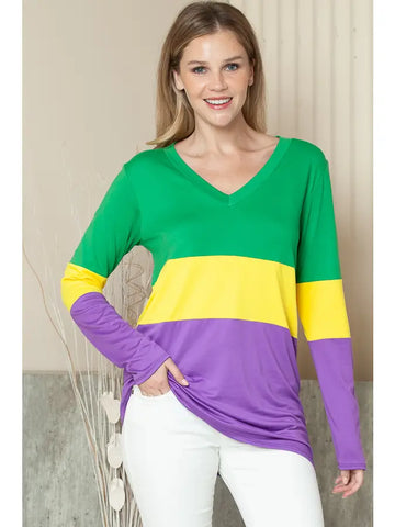 Millie Mardi Gras Striped Sweatshirt