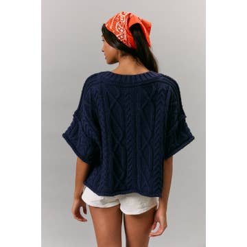 Navy Baby Cable Sweater