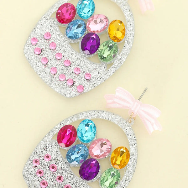 Bejeweled Easter Basket Earrings