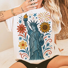 Retro 4th July Statue of Liberty T-Shirt