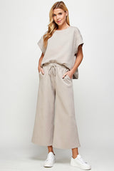 Textured Cropped Pants-4 Colors