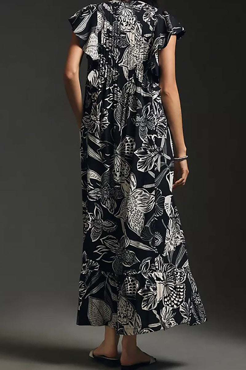 Lotus Flower Midi Dress - 2 Colors A Little Bird Boutique Lotus Flower Midi Dress - 2 Colors A Little Bird Boutique