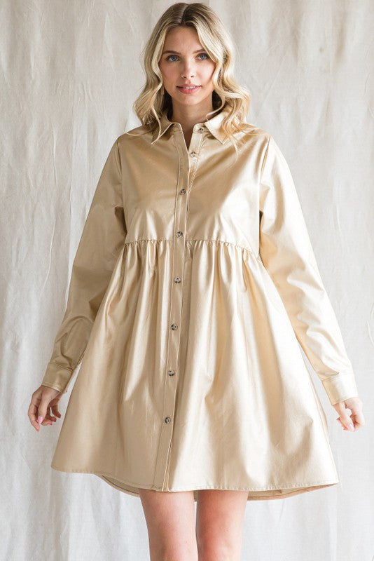 Metallic Shirt Dress A Little Bird Boutique Metallic Shirt Dress A Little Bird Boutique