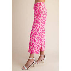 Colette Cropped Wide-Leg Neon Leopard Pants - 2 Colors