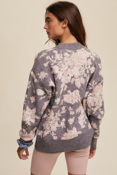 Gray Skies Floral Sweater