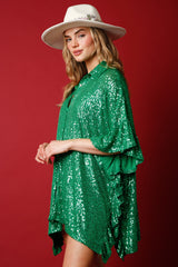 Oversized Sequined Christmas Poncho Top - 2 Colors