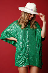 Oversized Sequined Christmas Poncho Top - 2 Colors