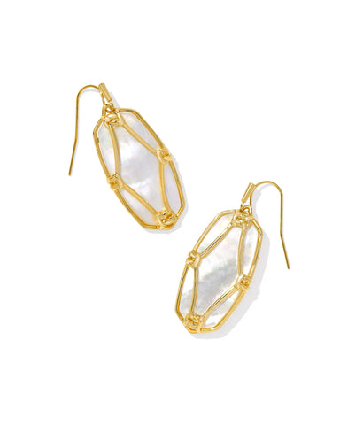 Kendra Scott Elle Lattice Frame Gold Drop Earrings-Multiple Options