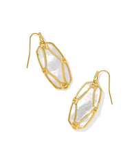 Kendra Scott Elle Lattice Frame Gold Drop Earrings-Multiple Options