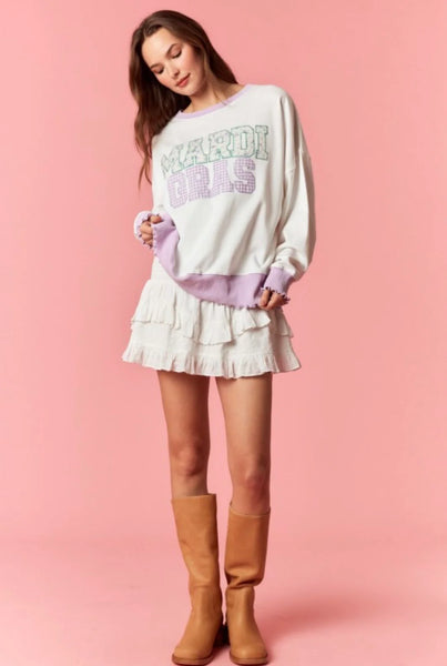 Mardi Gras Patchwork Sweatshirt