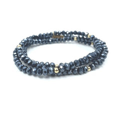 Erin Gray OG Shimmer Bracelet Stack in Metallic Navy + Gold Filled
