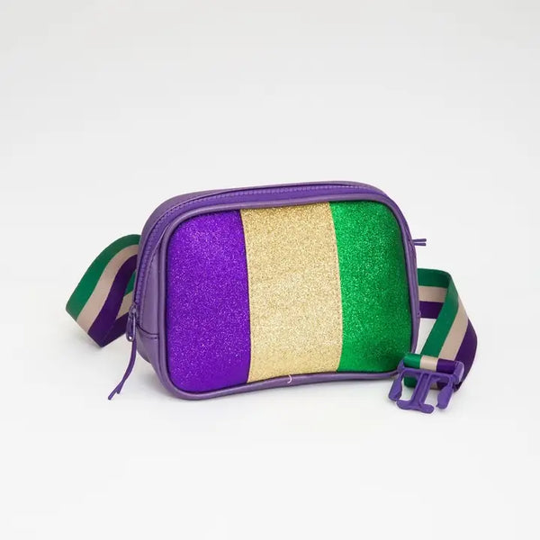 Mardi Gras Sparkle Stripe Belt Bag