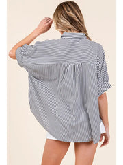 Oversized Striped GameDay Button Down - 2 Colors