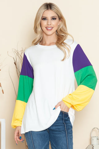 Millie Mardi Gras Striped Sweatshirt