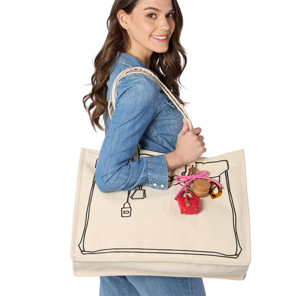 Tote de Luxe Cotton Canvas Tote with Sketch Bag Motif - Cotton Canvas