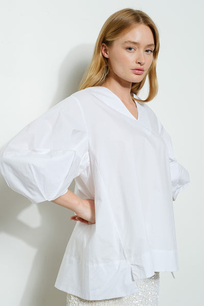 Penny Poplin Top - White