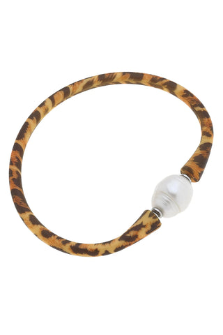 Bali Freshwater Pearl Silcone Bracelet - Leopard