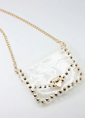 Camila Clear Crossbody with Gold Studs