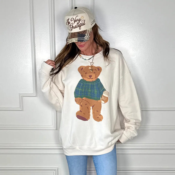 Cozy Plaid Bear Sweatshirt