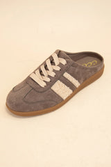 Sandra Fur Stripe Design Backless Mule Court Sneakers