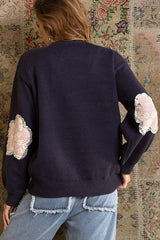 Pearl and Lace Flower Sweater