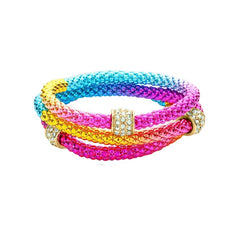 Rainbow Mesh Metal Bracelet Set