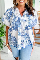 Classic  Blue Toile Top