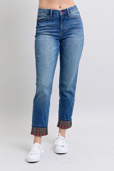 Judy Blue Mr. Plaid Boyfriend Jeans